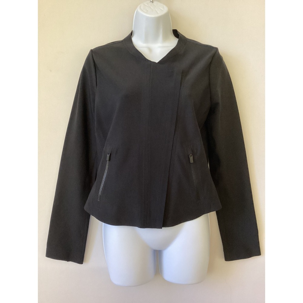Athleta Stellar Jacket Womens Small Black Structured Zip Studio to Street